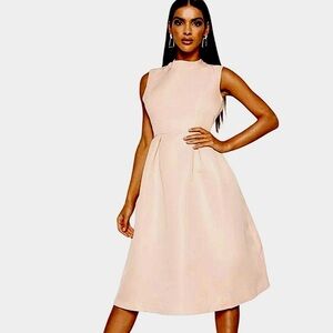 NWT Boohoo | Women’s Blush Pink Formal Sleeveless Mock Neck Prom Dress, size 8